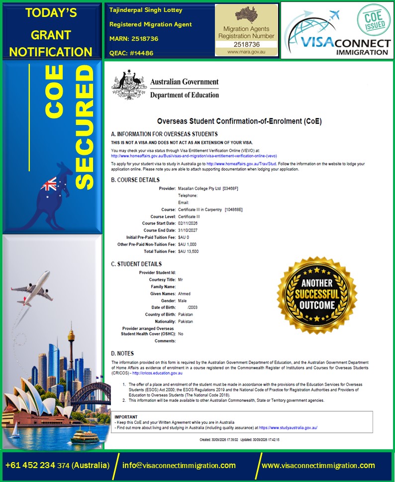 Visa Grant